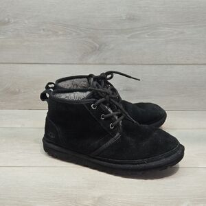 Ugg Australia Mens 3236 Black Suede Ankle Boots Sheepskin Shoes Sz 8